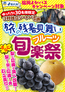 快適な3列独立シートバスで行く！<br>ワンクラス上の寛ぎのひととき！<br>各日30名様限定日帰りバスツアー！
