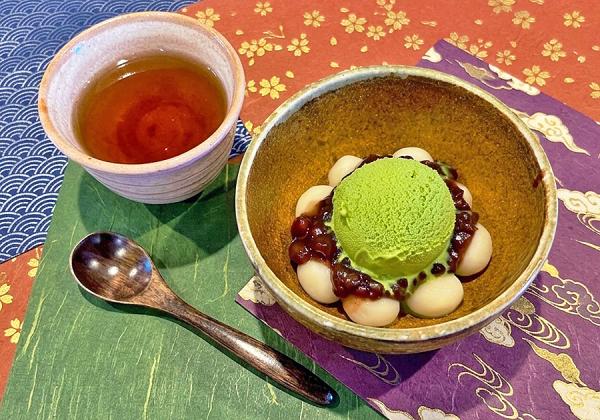 もちもち白玉団子濃厚な抹茶アイスと上品な甘さのつぶ餡がお口の中でマリアージュ♪ 八女茶カフェで午後のデザートタイムもどうぞ♬(※デザートのイメージ)